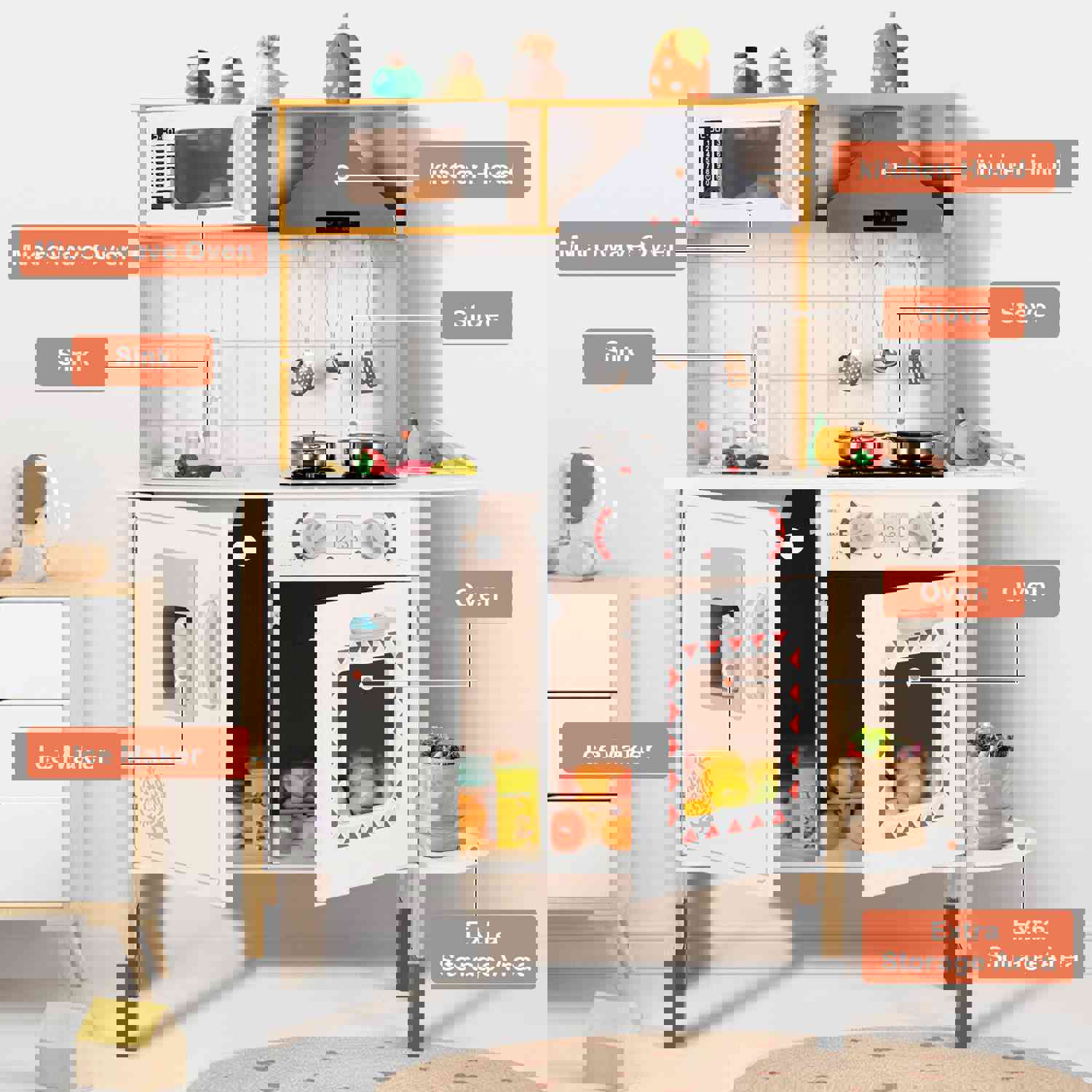 Wooden Play Kitchen Set for Kids - Ages 3+