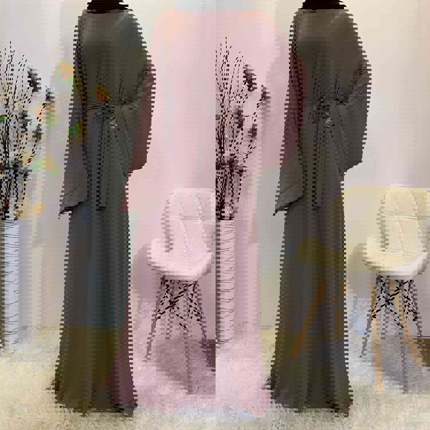 Elegant Muslim Women's Abaya with Sashes - Islamic Fashion