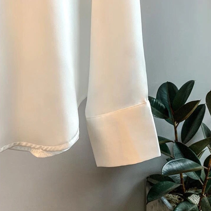 Elegant Chiffon Satin Shirt for Women - Office Lady Style