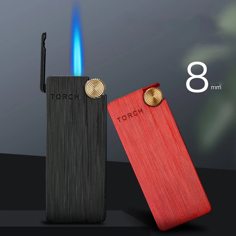 2023 Upgraded Ultra-Slim Metal Butane Gas Lighter with Turbo Jet Flame