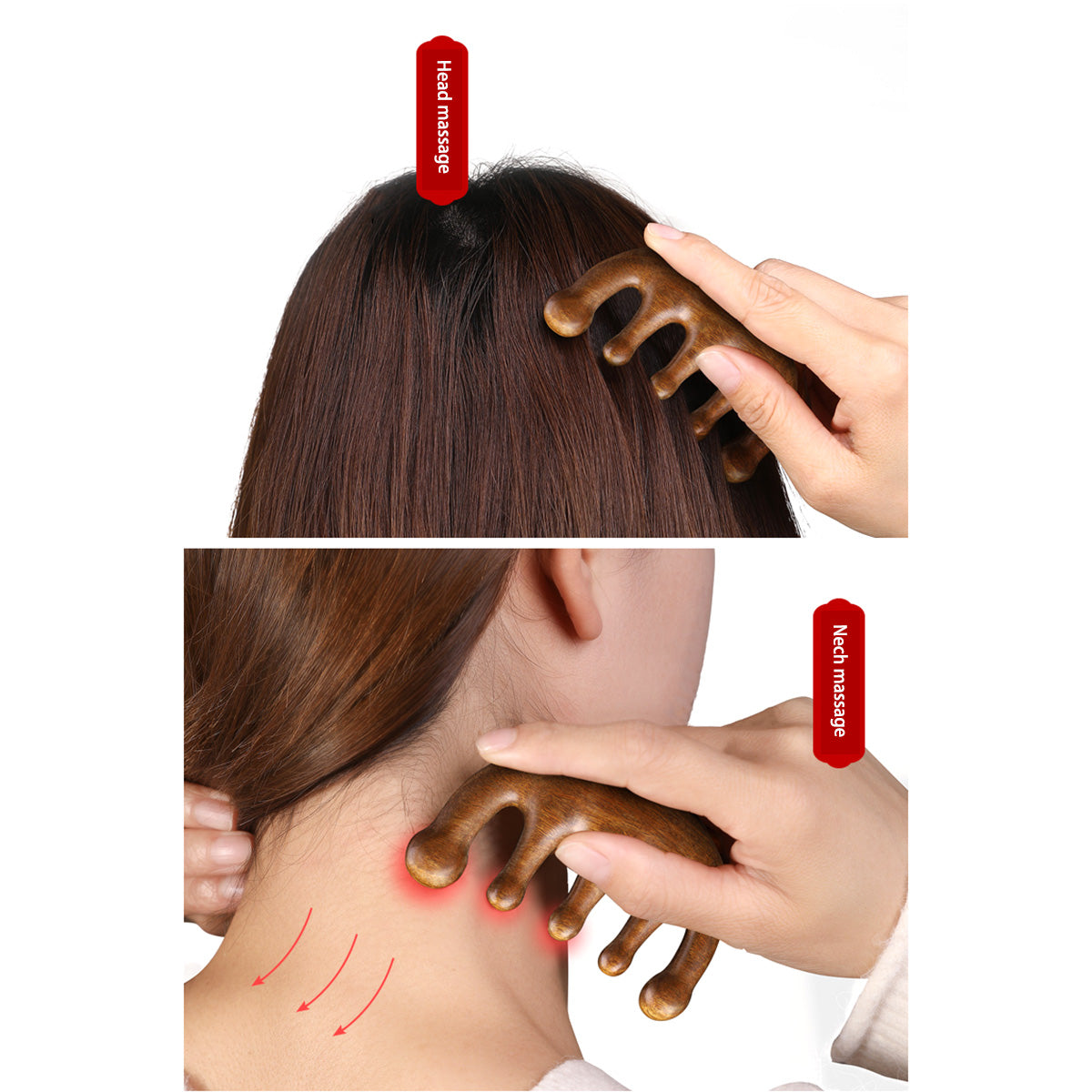 Green Sandalwood Meridian Massage Comb for Health Hair Therapy