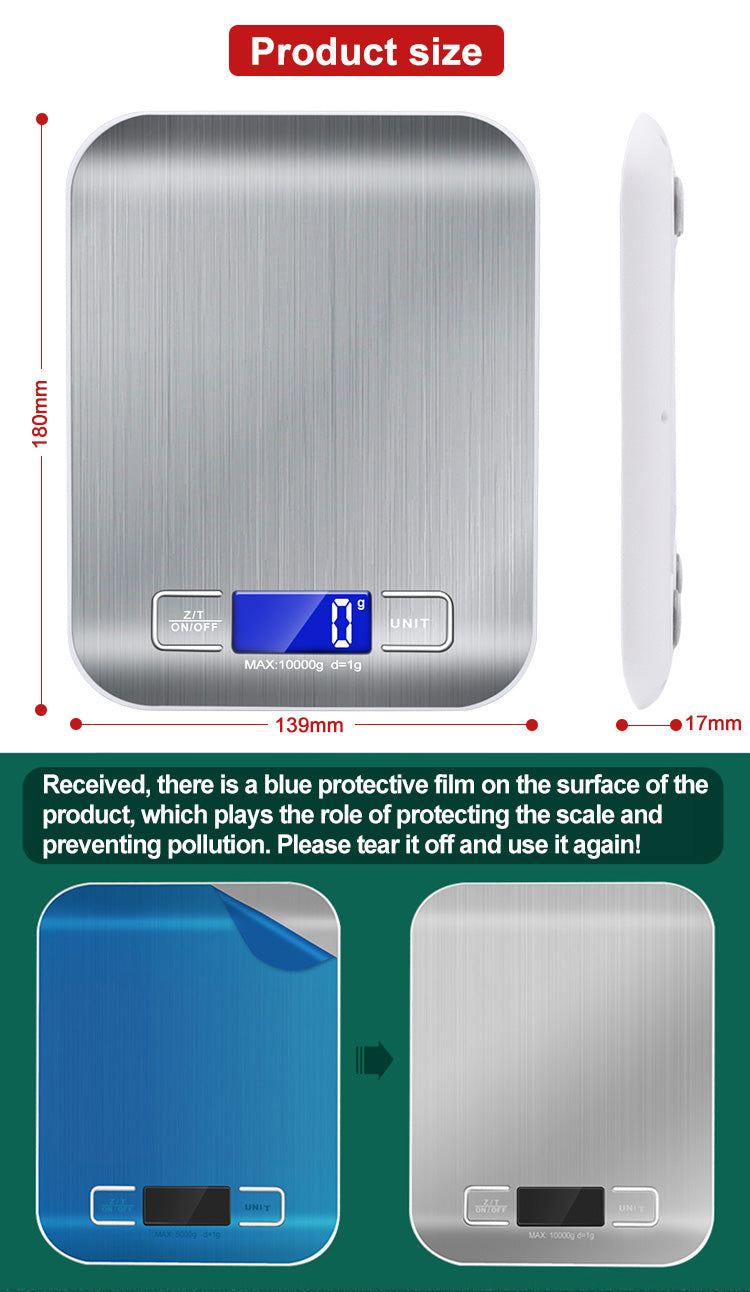 Premium Stainless Steel Digital Kitchen Scale with 5kg/1g Precision