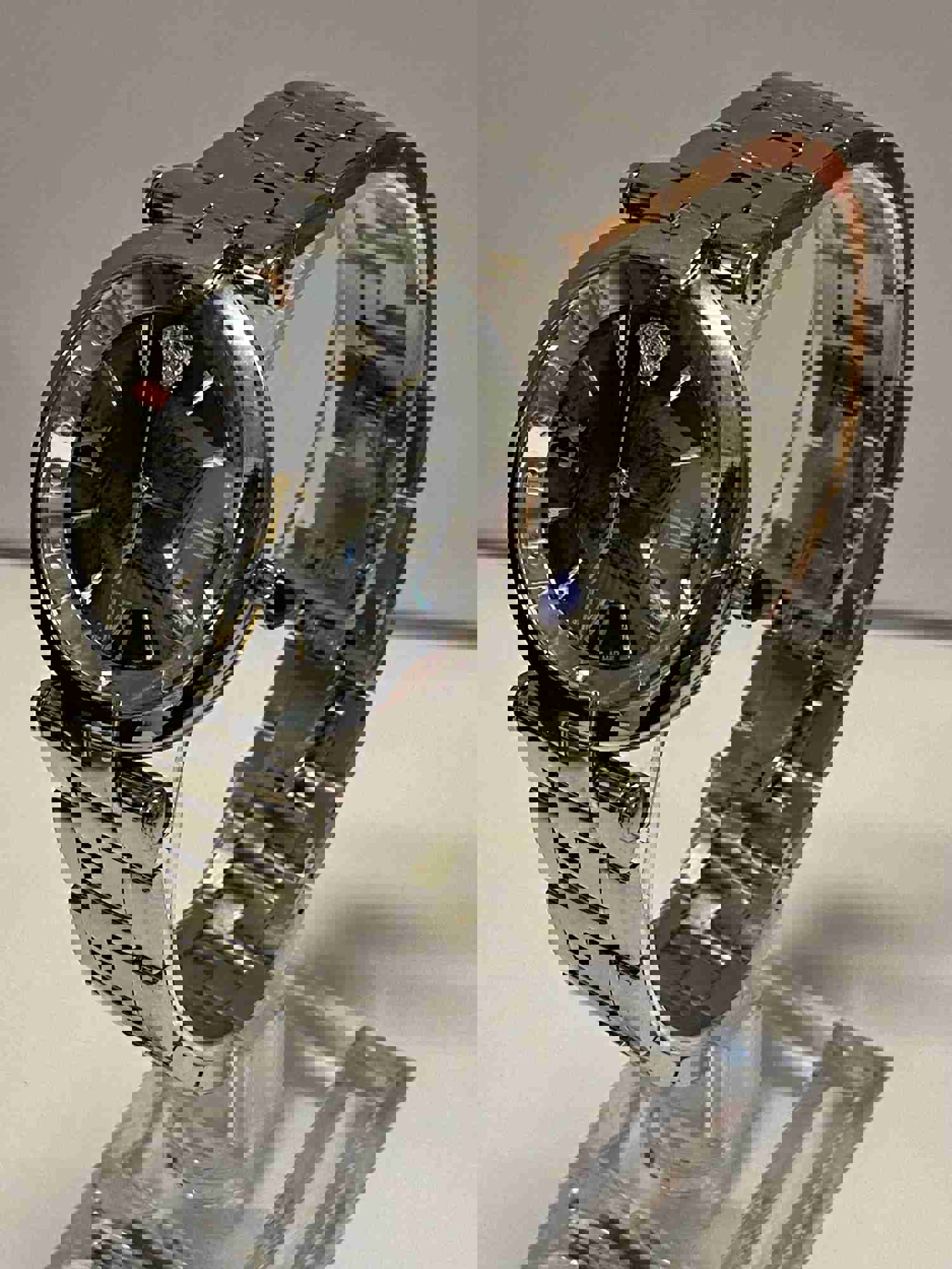 VERSACE Stainless Steel Elegance Unisex Watch with Unique Black Dial