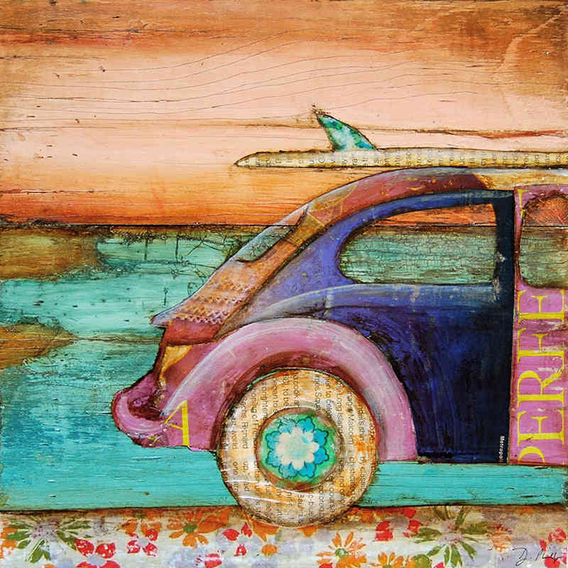 Surf's Up! Vintage VW Beetle Art Print by Danny Phillips