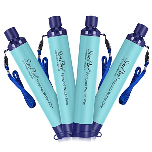 SimPure Ultralight Water Filter Straw - 4 Pack for Outdoor Survival
