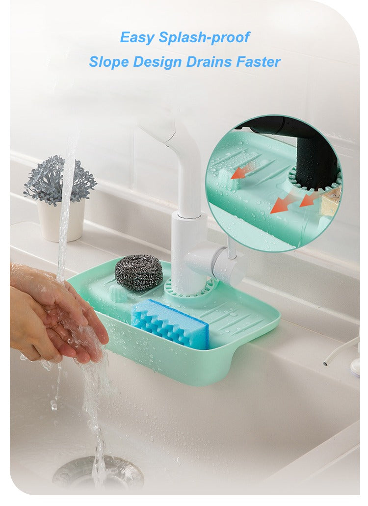 Upgraded Silicone Sink Organizer - Multipurpose Sponge, Soap, and Brush Holder