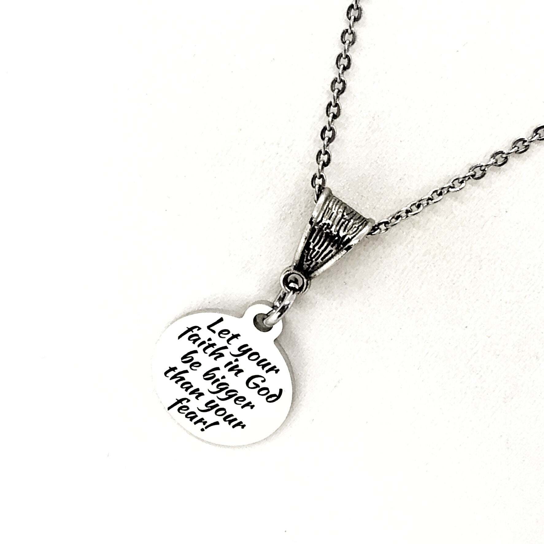 Faith-Inspired Stainless Steel Pendant Necklace, Christian Jewelry Gift