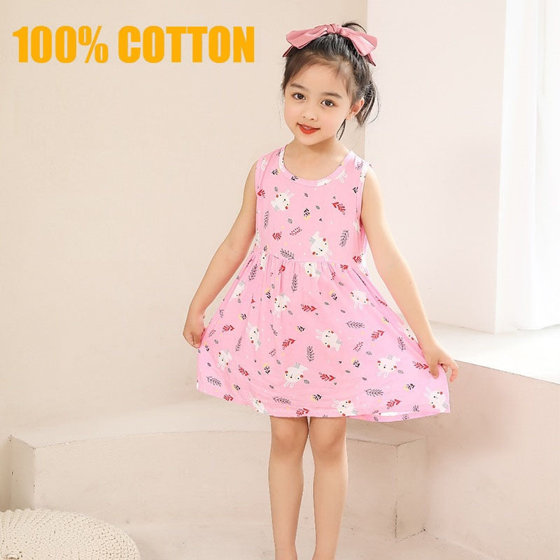 Elegant Floral Girls' Sleeveless Summer Dress