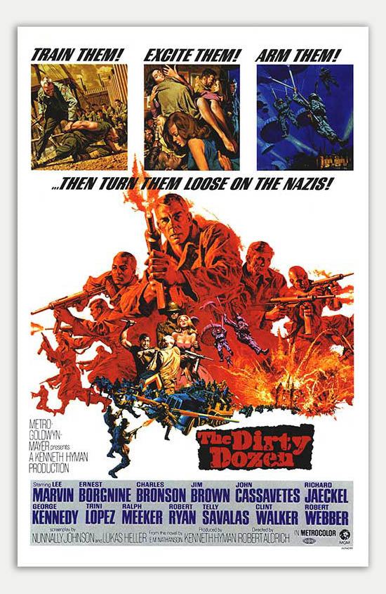 Vintage 1967 Dirty Dozen Movie Poster - Action, Drama, War