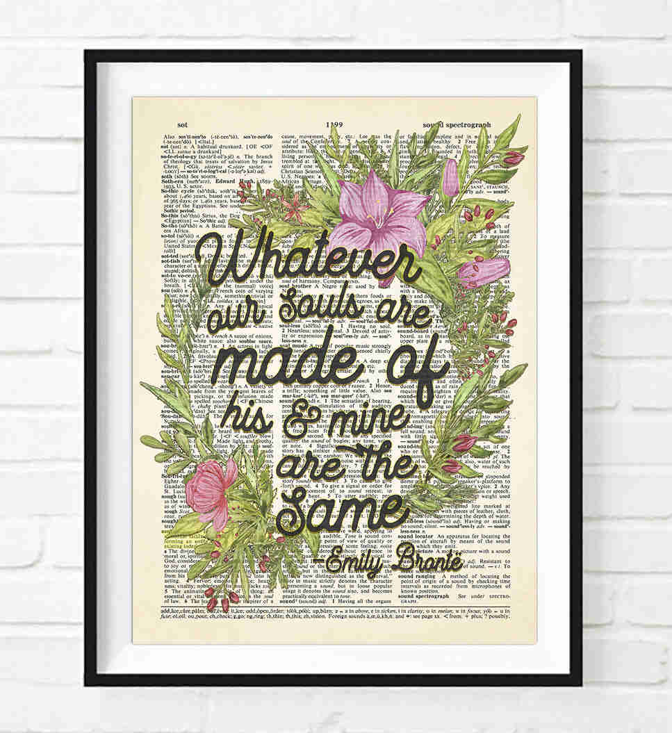 Emily Bronte Quote Dictionary Art Print - Soulful Inspiration