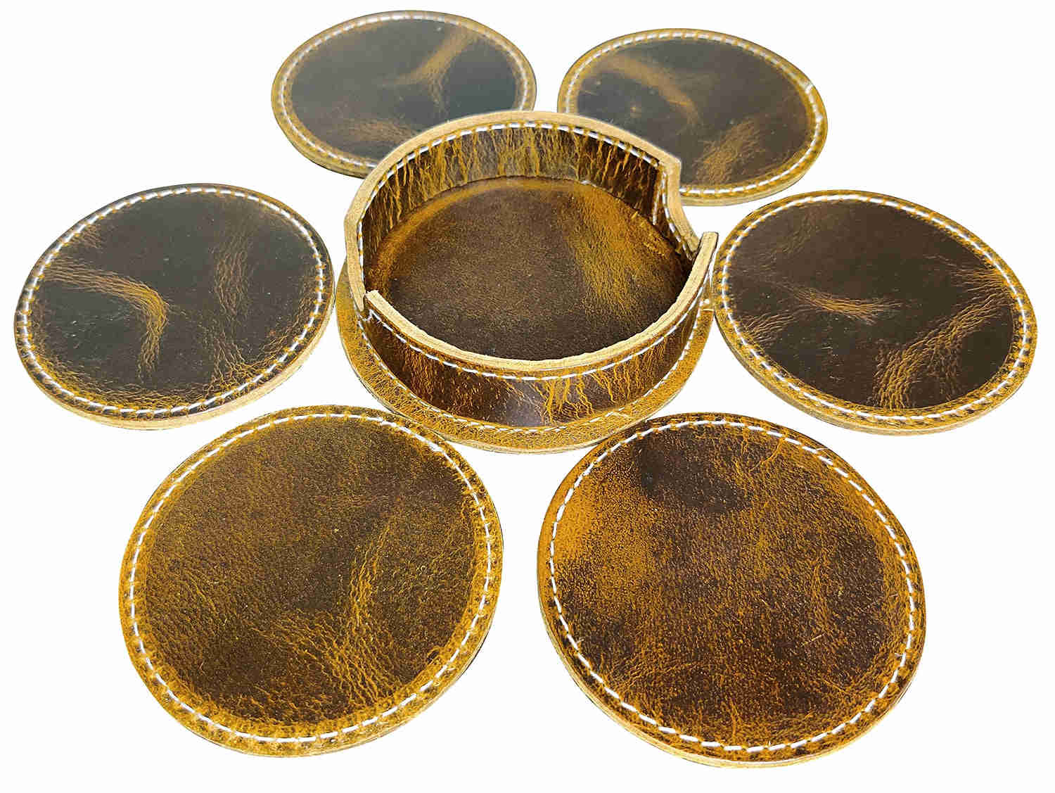 Handcrafted Leather Coasters Set - Elegant Drink Accessories