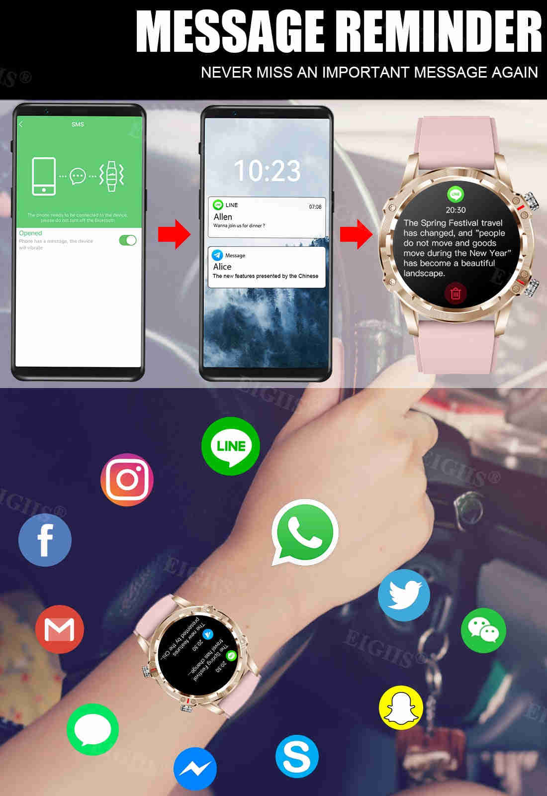 Smart Watch CF89 - 1.32" Full Touch Screen Sports Smartwatch with Heart Rate & Blood Pressure Monitor