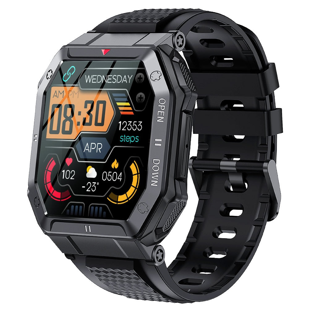 Rugged NEKTOM KE1 Smart Watch for Men - Waterproof, Heart Rate Monitor, Sport Tracking