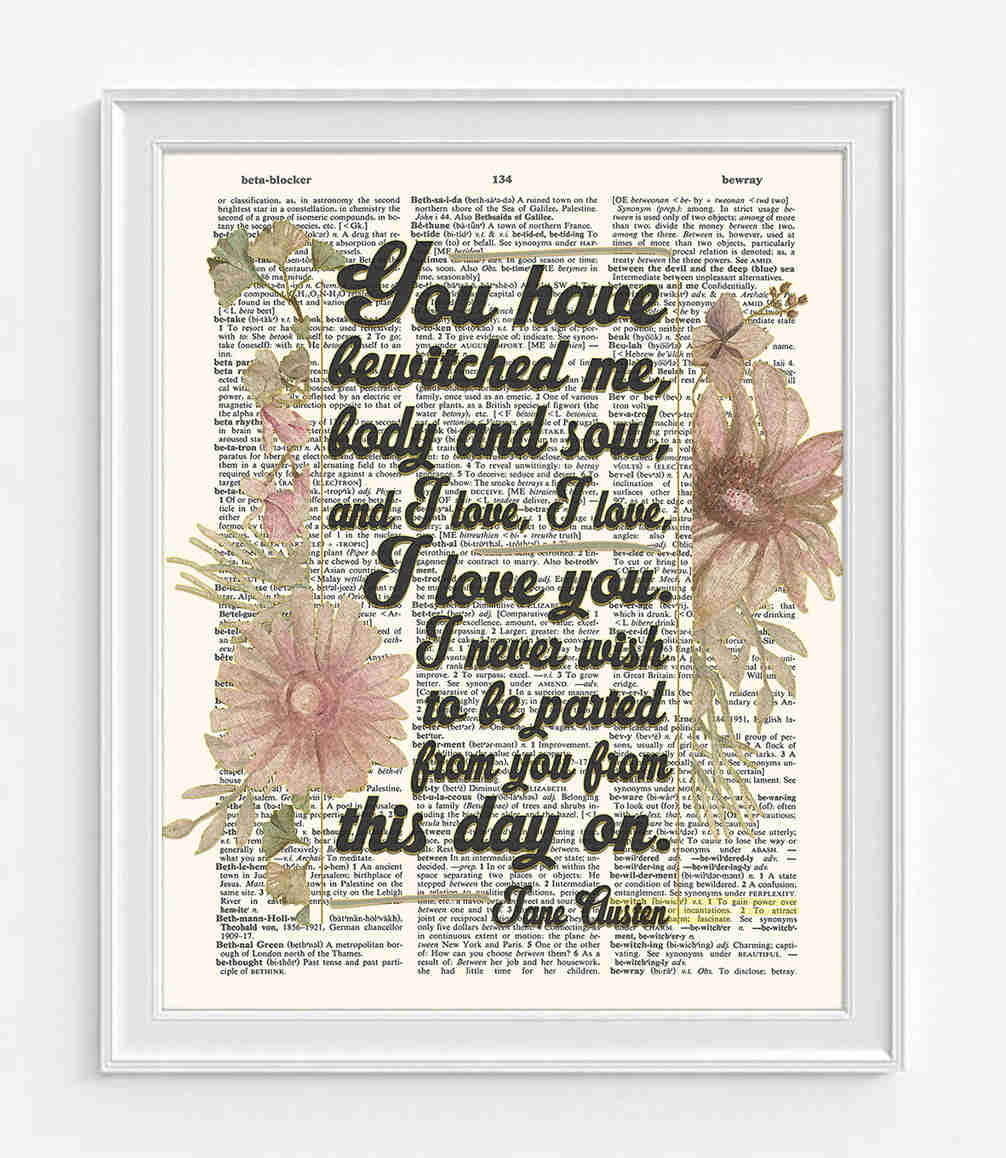 Enchanting Love Quote Dictionary Art Print - Jane Austen Inspired