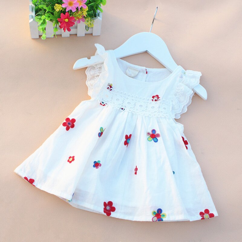 Adorable Summer Puff Sleeve Baby Girl Dress with Strawberry Embroidery