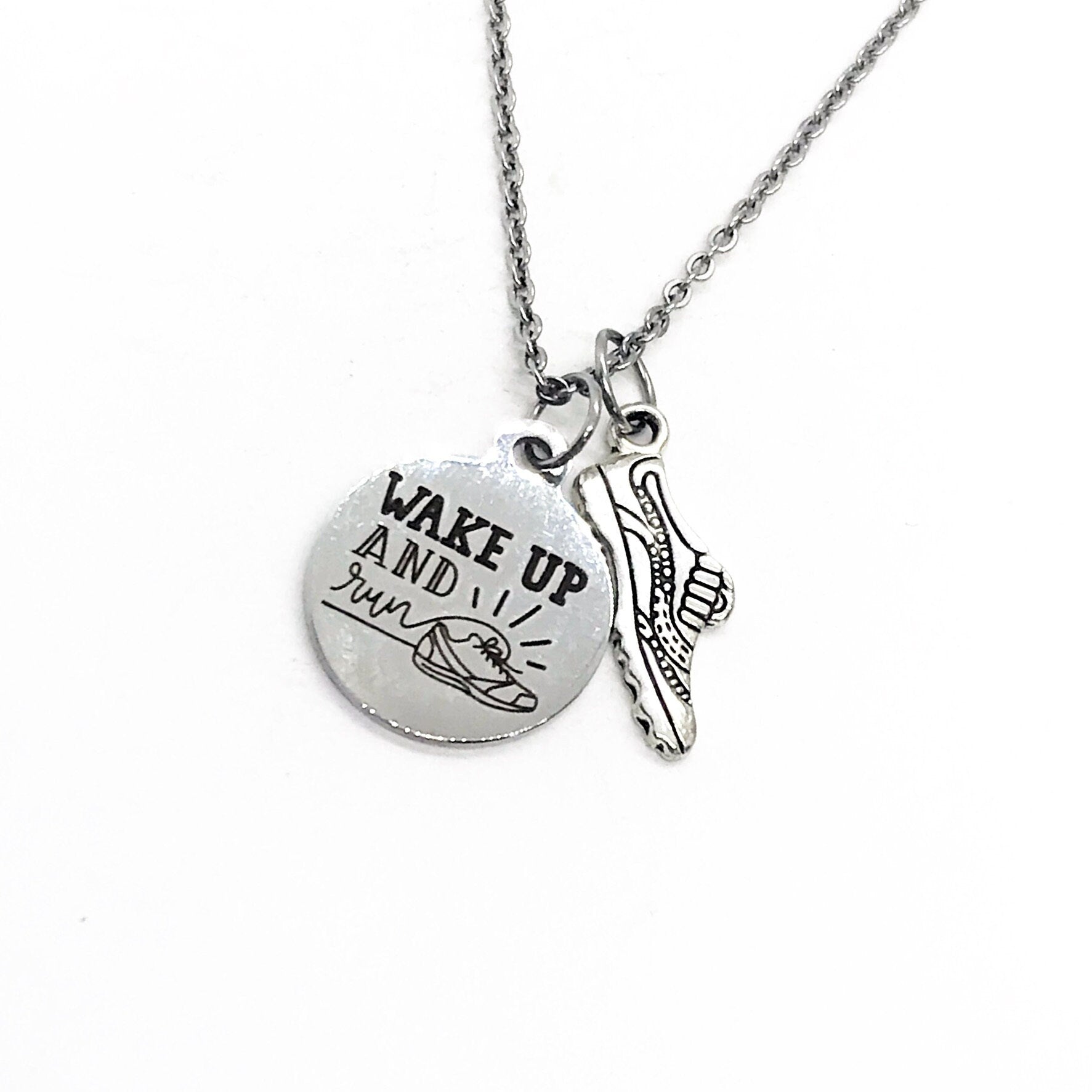 Stainless Steel Running Inspiration Pendant Necklace