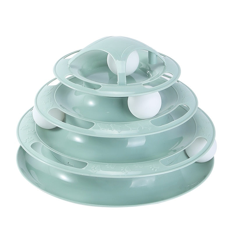 Interactive 4-Layer Turntable Ball Cat Toy
