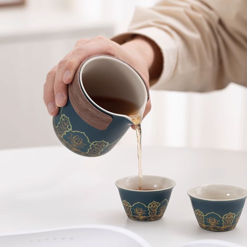 Handcrafted Mutton Fat Jade Porcelain Travel Tea Set