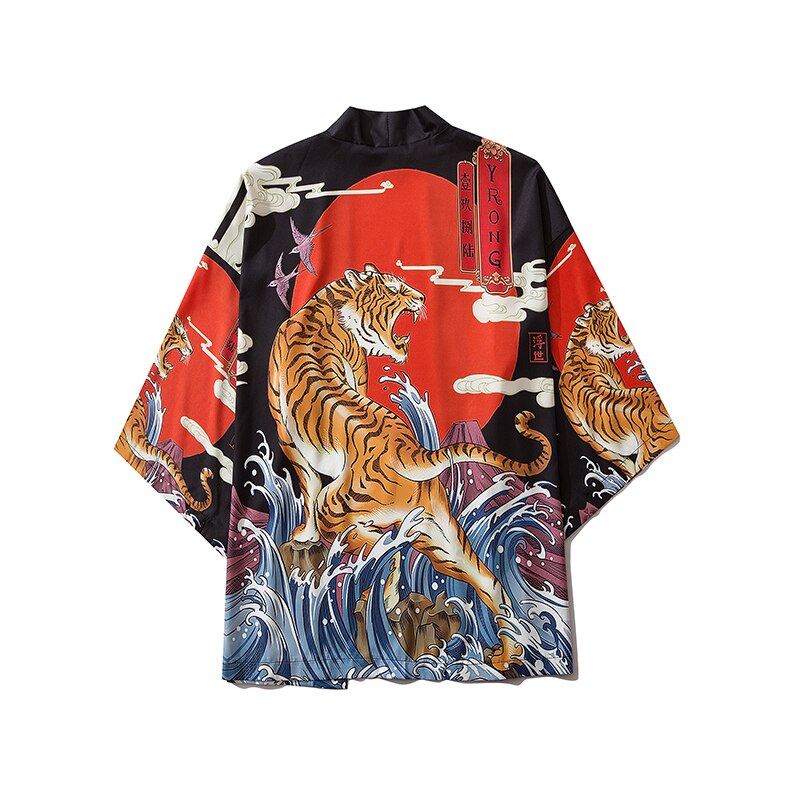 Japanese Anime Style Whale Print Kimono for Men & Women