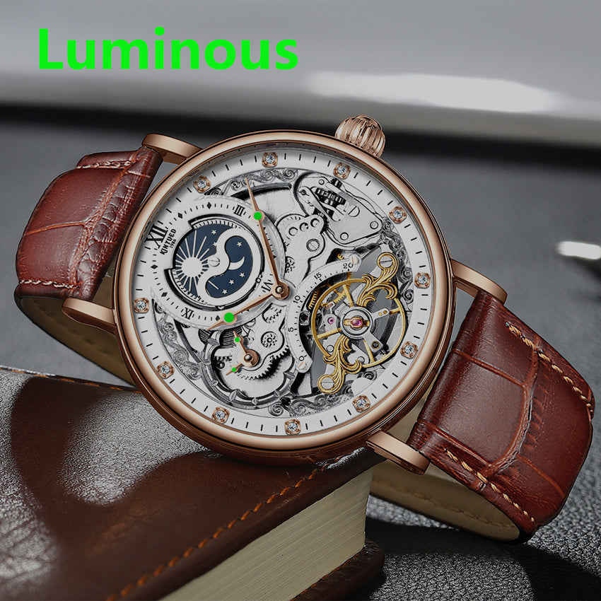KINYUED Swiss Mechanical Watch with Double Calendar