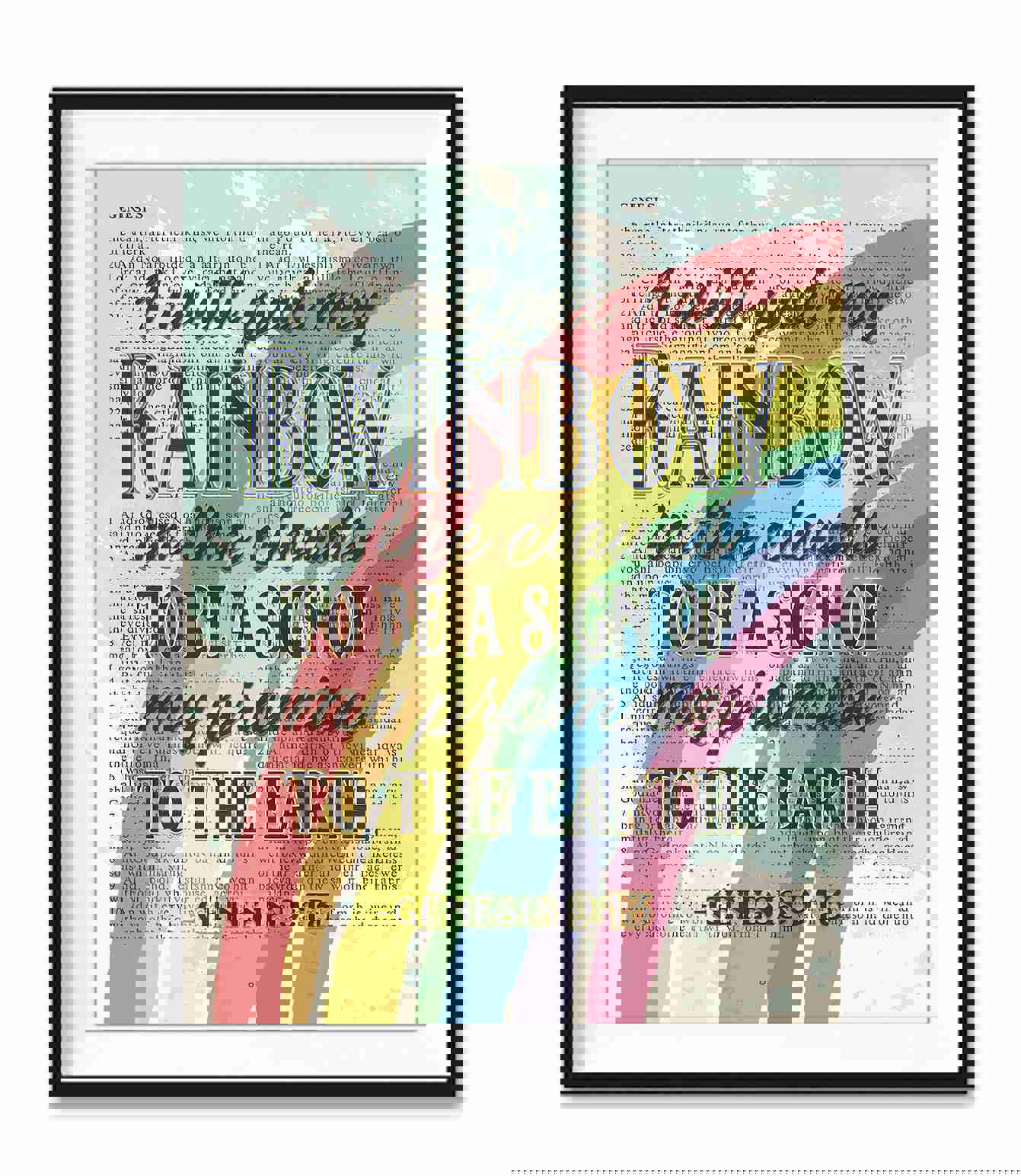 Vintage Bible Art Print - Genesis 9:13 Promise of Rainbow