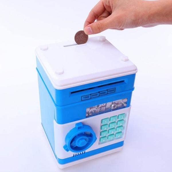 Electronic Mini ATM Piggy Bank for Kids - Silver
