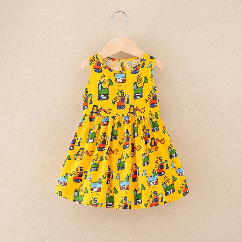 Elegant Floral Girls' Sleeveless Summer Dress