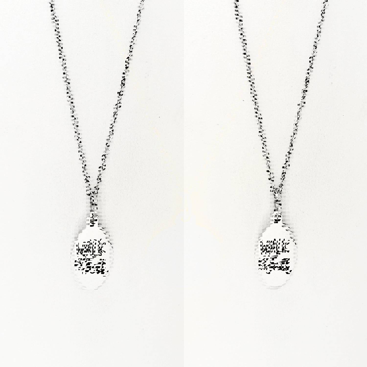 Stainless Steel Faith Necklace, Walk by Faith Charm