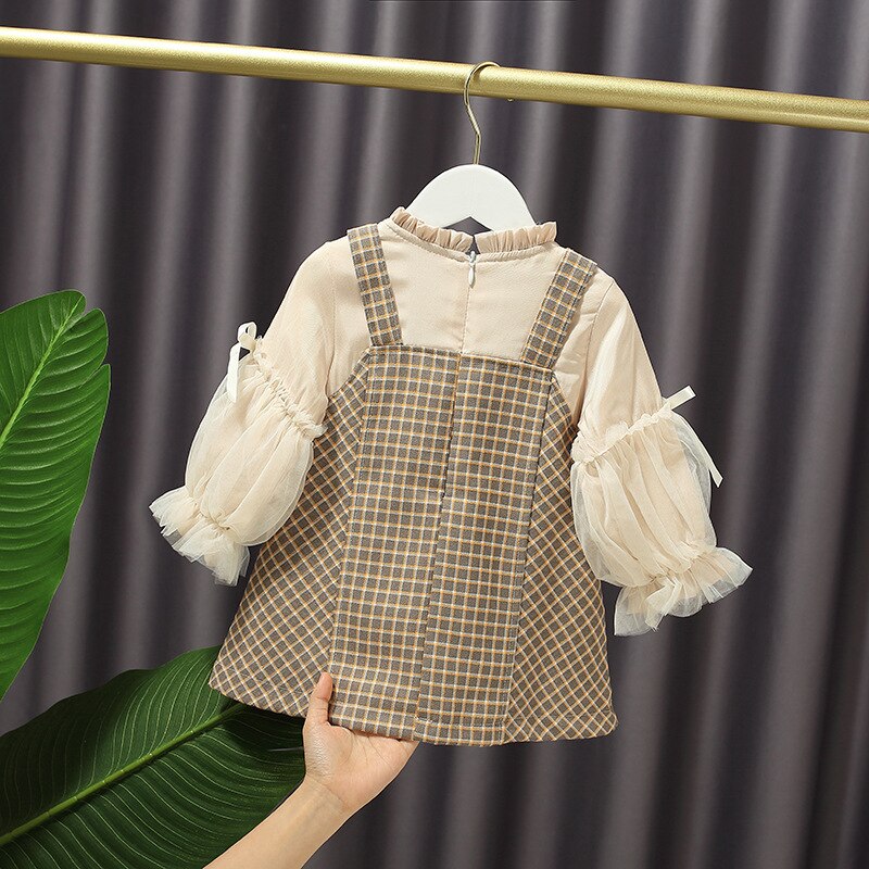 2023 Spring Girls' Plaid Party Dress, Cute A-Line Style for Toddlers