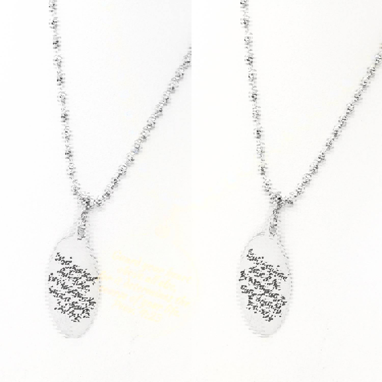 Stainless Steel Proverbs 4:23 Heart Charm Necklace, Faithful Gift
