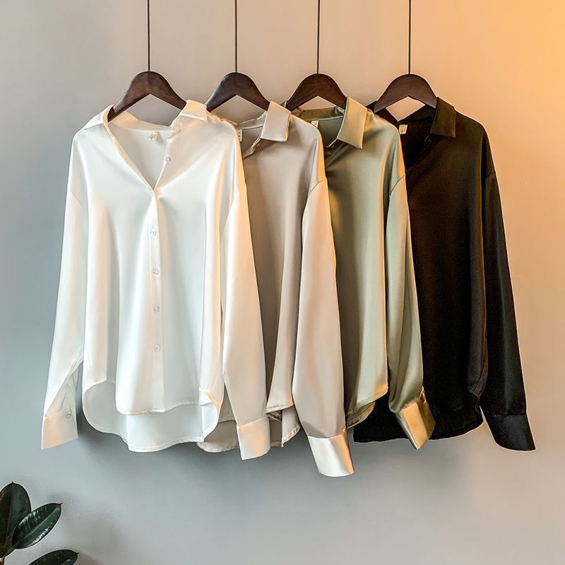 Elegant Chiffon Satin Shirt for Women - Office Lady Style