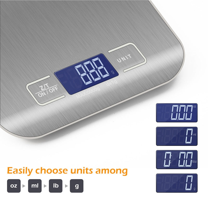 Premium Stainless Steel Digital Kitchen Scale with 5kg/1g Precision