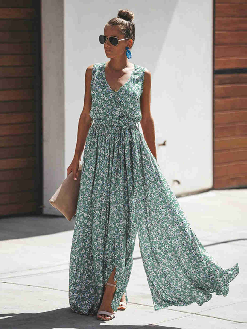 Eco-Chic Women's Bohemian Floral Maxi Dress
