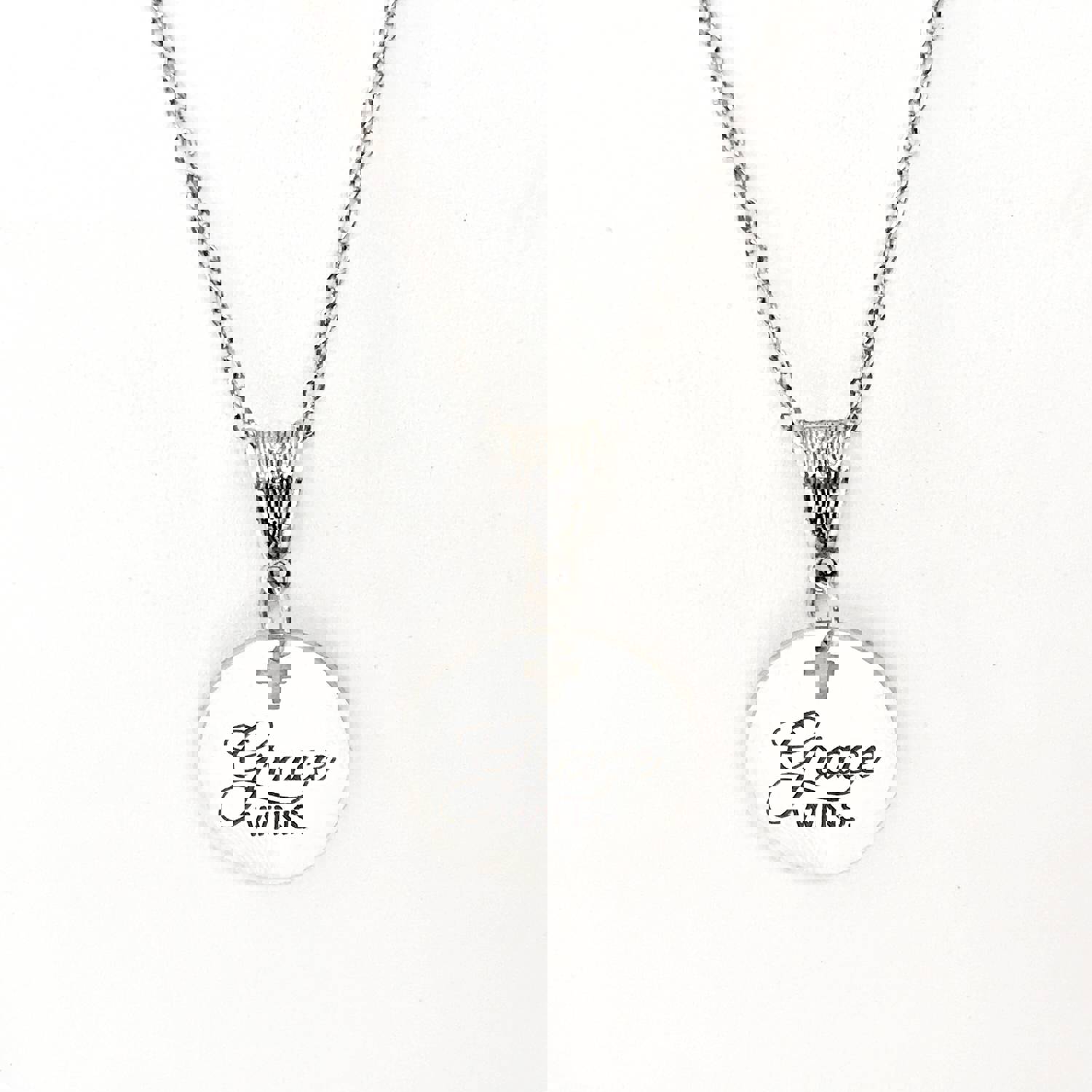 Faith-Inspired "Grace Wins" Stainless Steel Pendant Necklace