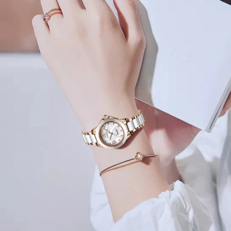 Elegant Ceramic Women's Watches with Waterproof Feature