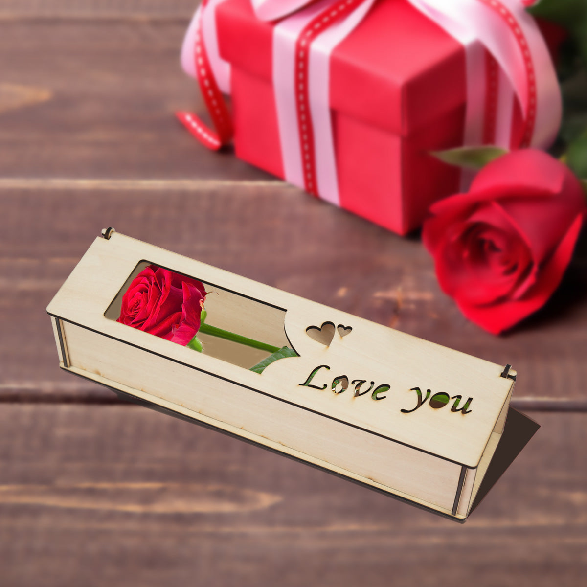 Laser-Cut Valentine's Rose Gift Box with Elegance
