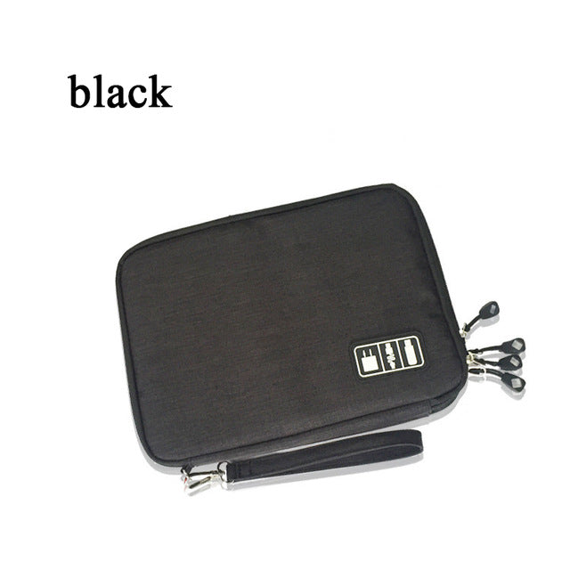 Yesello Premium Nylon Travel Organizer with USB Cable, Earphone, and Power Bank Storage
