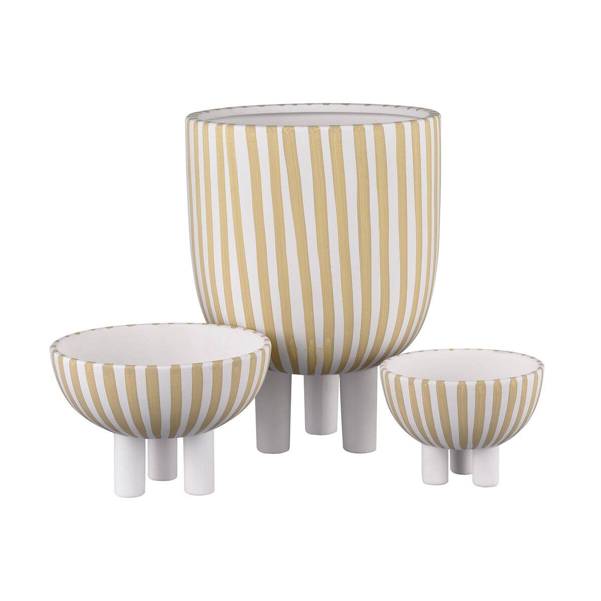Elegant Striped Ceramic Footed Bowl for Home Decor