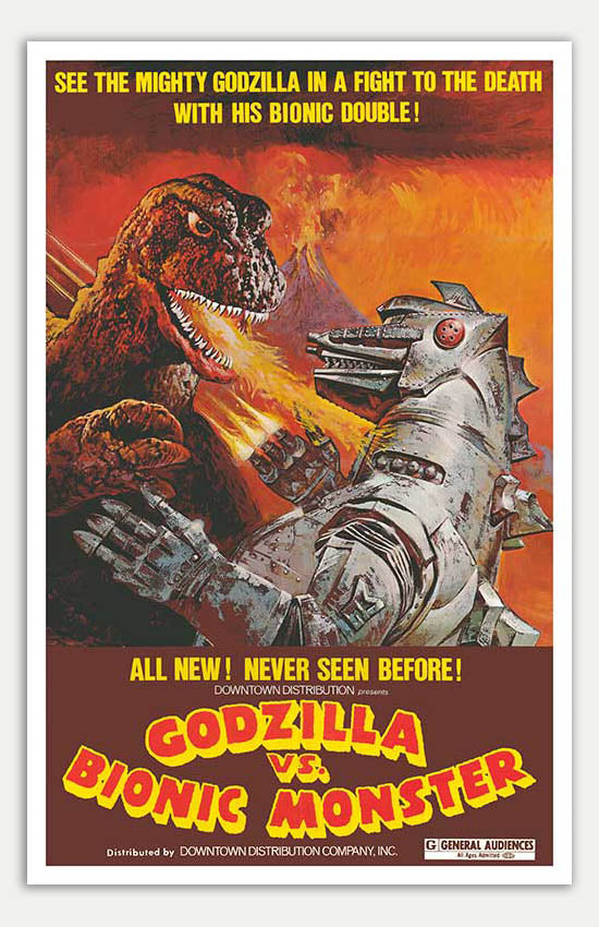 Godzilla Vs. Bionic Monster - 1973 Reprint Movie Poster