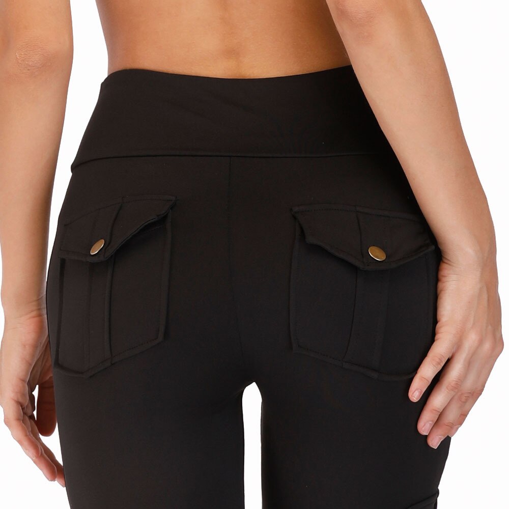 NORMOV Women's High Waist Cargo Pants with Patchwork Design
