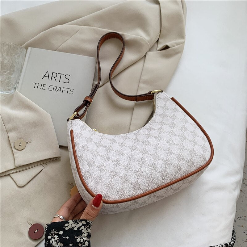 Kukombo Designer Half Moon Bags for Women, Trendy Plaid Print