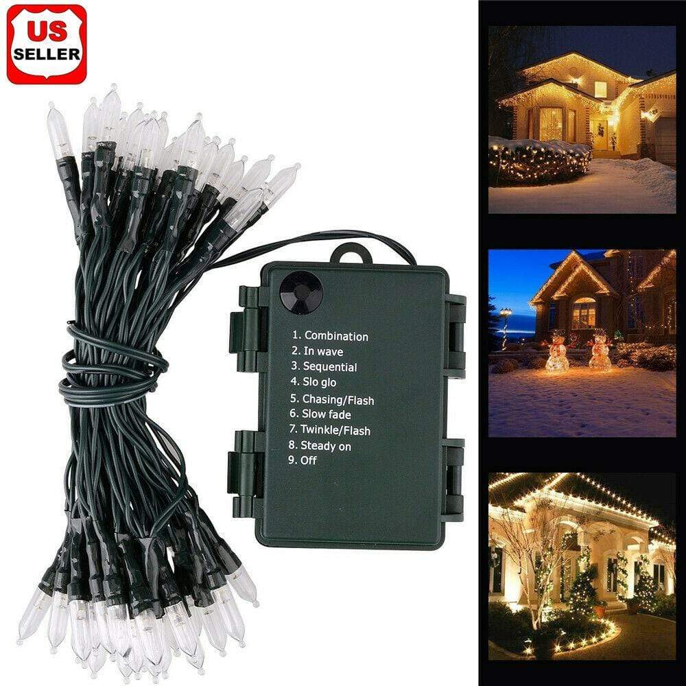 Battery-Powered 50 LED Outdoor Christmas String Lights