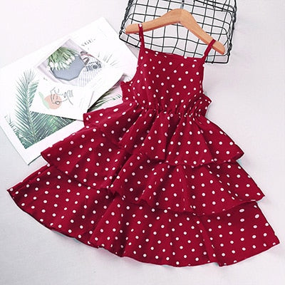 Girls Polka-Dot Summer Suspender Dress