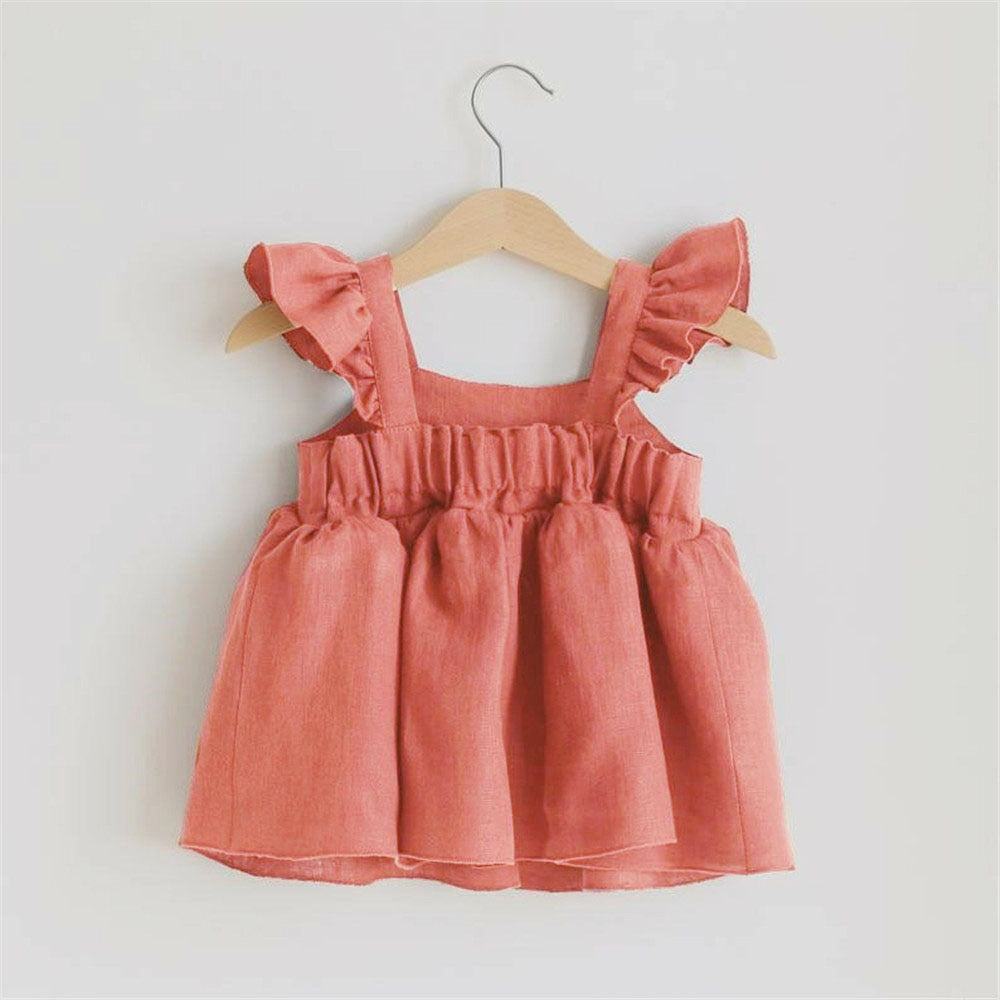 Cotton Linen Baby Girl Dresses for Summer, Cute A-Line Mini Dresses