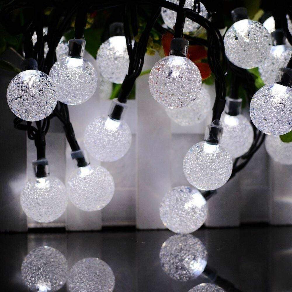Enhanced Outdoor Solar LED Ball Lights - Waterproof, Cool White, 30 LEDs