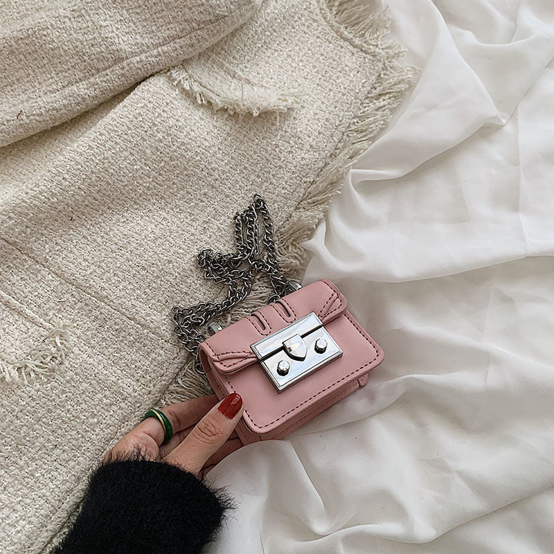 Stylish Mini PU Leather Crossbody Bag with Chain Strap for Women 2023