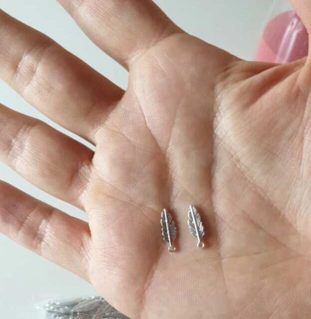 Exquisite 925 Silver Feather Charms for Jewelry Making