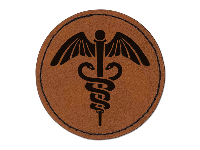 Caduceus Medical Symbol Faux Leather Patch