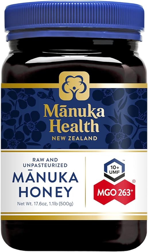 Manuka Health UMF 10+/MGO 263+ Raw Manuka Honey, 500g/17.6oz - Premium New Zealand Honey