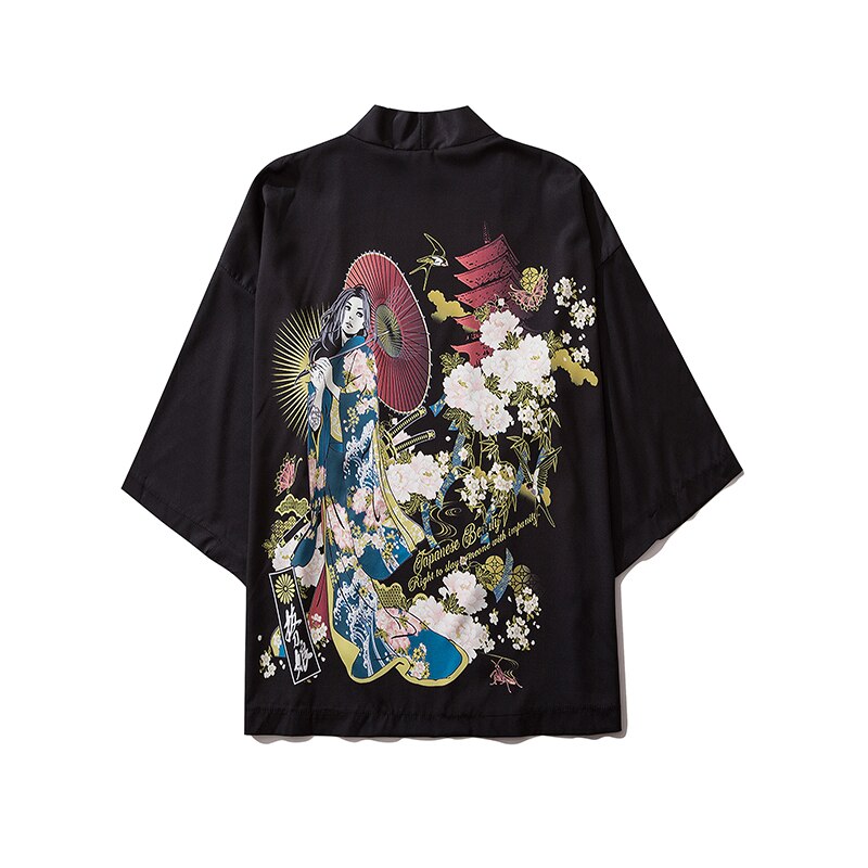 Japanese Anime Style Whale Print Kimono for Men & Women